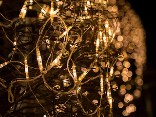 Image showing Bright lights of Christmas electric garland with bokeh