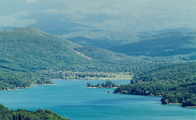 Image showing Mountain landscape with a blue lake