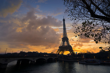 Image showing The Eiffel tower at sunrise in Paris 