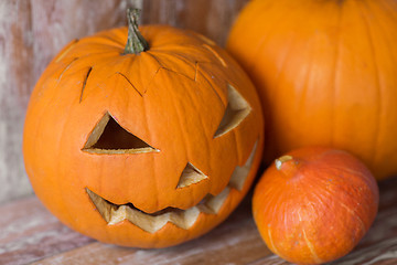 Image showing jack-o-lantern or carved halloween pumpkin