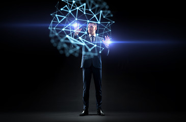 Image showing businessman with virtual low poly projection