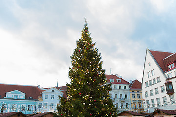 Image showing christmas tree at old town hall square in tallinn