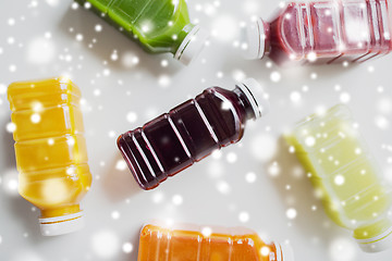 Image showing bottles with different fruit or vegetable juices