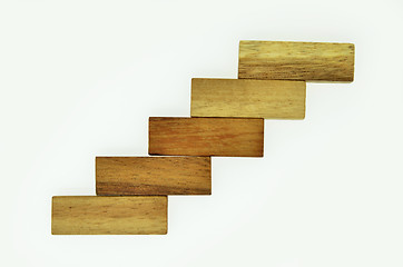 Image showing Wood block stacking as step stair