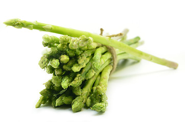 Image showing Bundle of green asparagus shoots