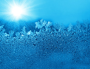 Image showing Natural ice pattern and sunlight on winter glass