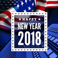 Image showing Congratulations on the new 2018 against the background of the United States flag. Vector