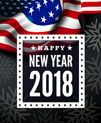 Image showing Congratulations on the new 2018 against the background of the United States flag. Vector
