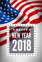 Image showing Congratulations on the new 2018 against the background of the United States flag. Vector