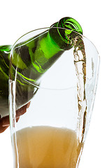 Image showing Glass of beer and bottle