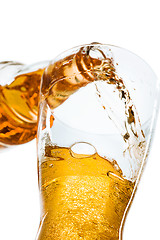Image showing Glass of beer and bottle