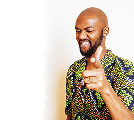 Image showing portrait of young handsome african man wearing bright green nati