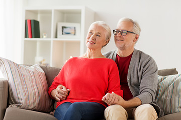 Image showing happy smiling senior couple at christmas