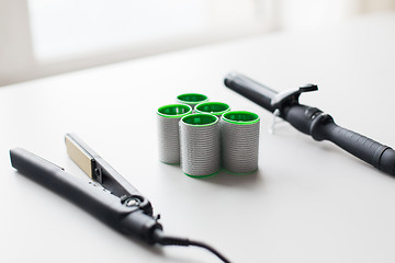 Image showing curling iron, hot styler and hair curlers