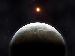 Image showing a strange planet in deep space