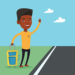 Image showing African man hitchhiking vector illustration.