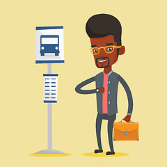 Image showing Man waiting at the bus stop vector illustration.