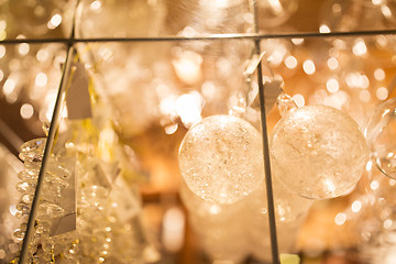 Image showing close up of christmas decorations at shop window