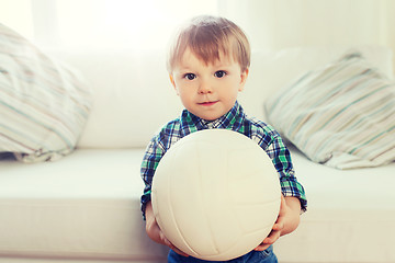 Image showing happy little baby boy with ball at home