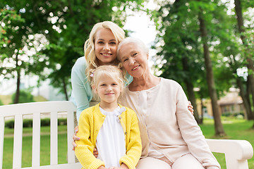 Image showing woman with daughter and senior mother at park