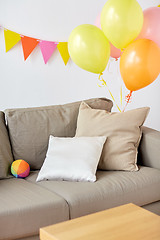 Image showing sofa at home room decorated for birthday party