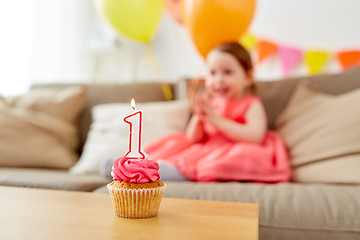 Image showing birthday cupcake for child one year anniversary