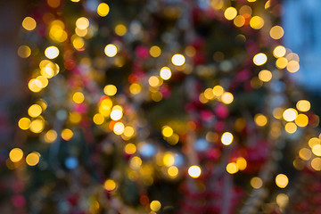 Image showing fir tree with blurred christmas lights background