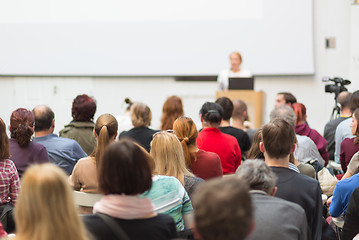 Image showing Woman giving presentation on business conference.