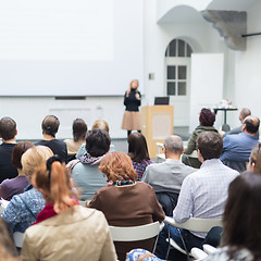 Image showing Woman giving presentation on business conference.