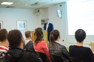 Image showing Woman giving presentation on business conference.