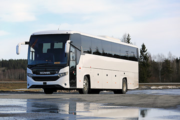 Image showing White Scania Interlink Coach Bus