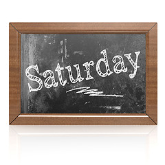 Image showing  Saturday text written on blackboard