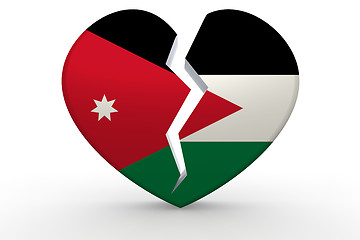 Image showing Broken white heart shape with Jordan flag