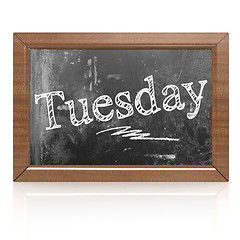 Image showing Tuesday text written on blackboard