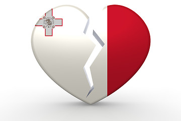 Image showing Broken white heart shape with Malta flag