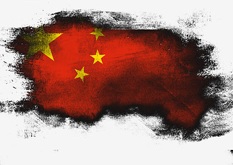 Image showing China flag painted with brush