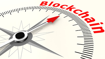 Image showing Compass with arrow pointing to the word Blockchain