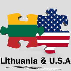 Image showing USA and Lithuania flags in puzzle 