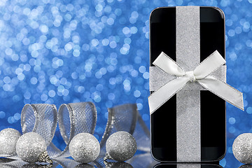 Image showing Smartphone and decorations for Christmas 