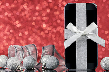 Image showing Smartphone and decorations for Christmas