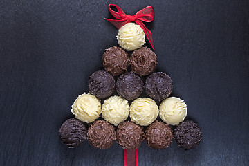 Image showing Chocolate Christmas tree on black