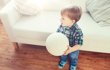 Image showing happy little baby boy with ball at home