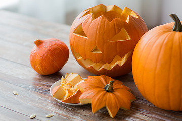 Image showing jack-o-lantern or carved halloween pumpkin