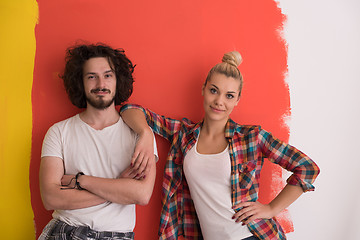 Image showing couple in love  over color background