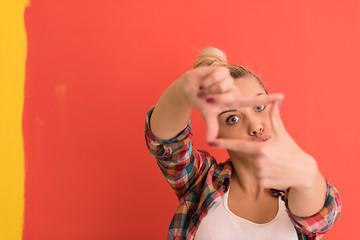 Image showing young woman over color background