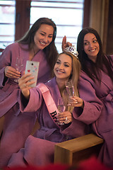 Image showing girls doing Selfy on  bachelorette party