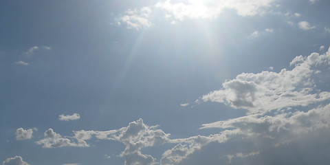 Image showing Blue sky with light from above