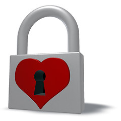 Image showing padlock with heart symbol - 3d rendering