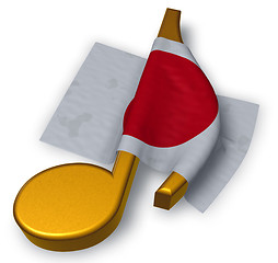 Image showing music note symbol symbol and flag of japan - 3d rendering