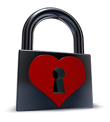 Image showing padlock with heart symbol - 3d rendering